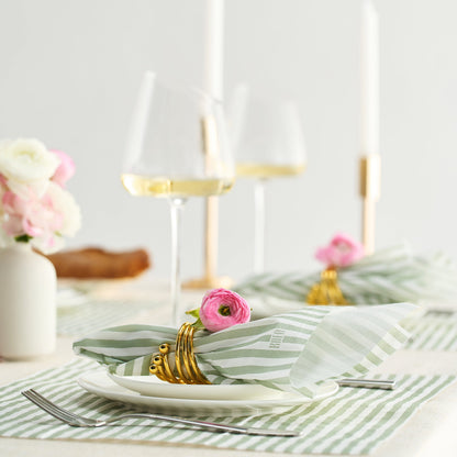 Green Tonal Striped Disposable Napkin Set of 100