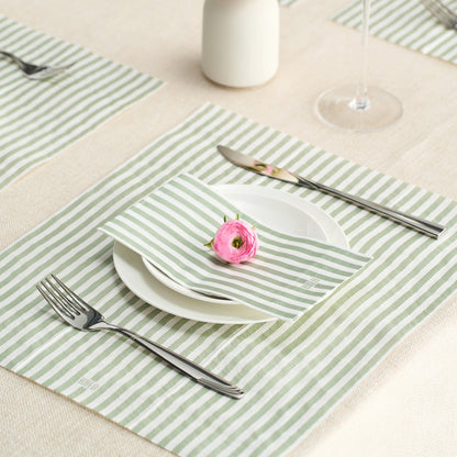 Green Tonal Striped Disposable Napkin Set of 100
