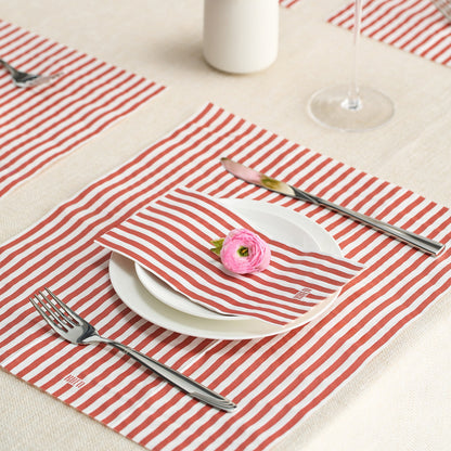 Tonal Striped Disposable Napkin Red 100 Pieces