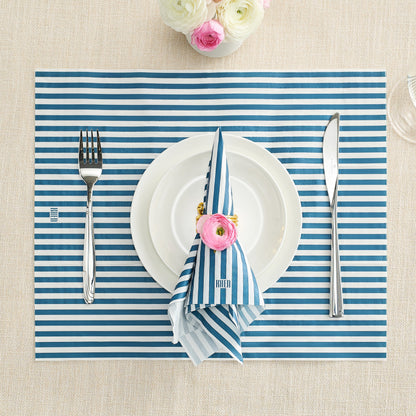 Tonal Striped Disposable Napkin Set In Blue 100