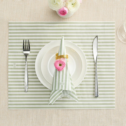 Green Tonal Striped Disposable Napkin Set of 100