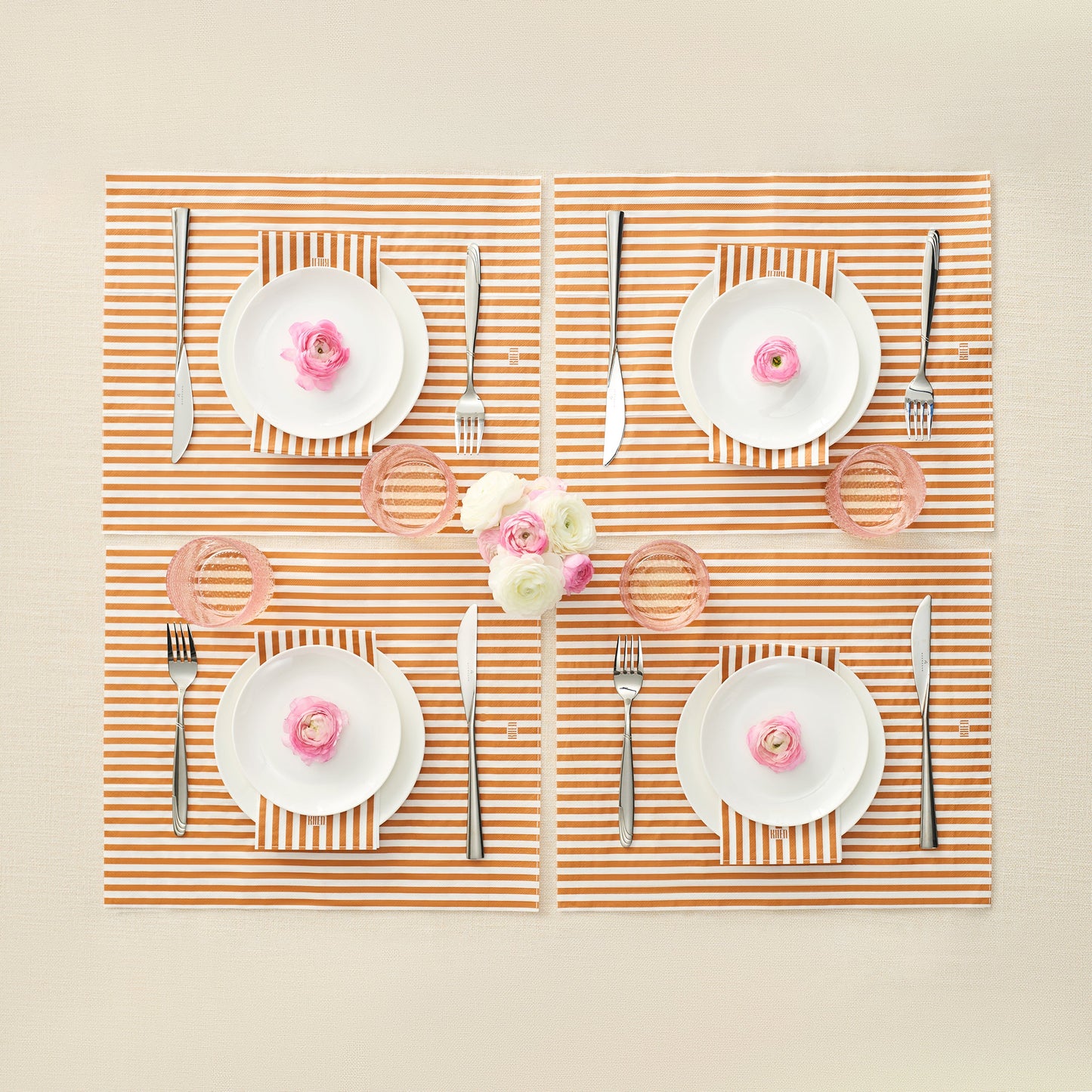 Orange Tonal Striped Disposable Napkins 100 Pack