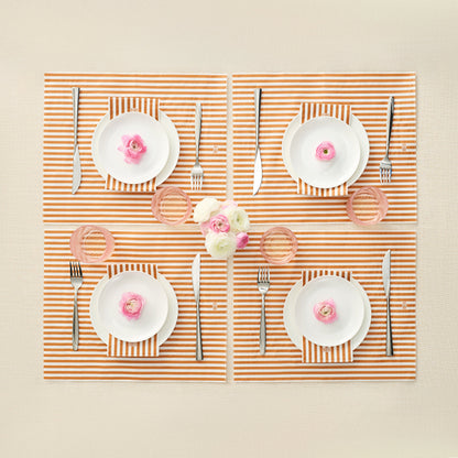 Orange Tonal Striped Disposable Napkins 100 Pack