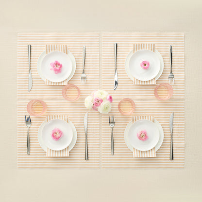 Pack of 100 Beige Tonal Striped Disposable Napkins