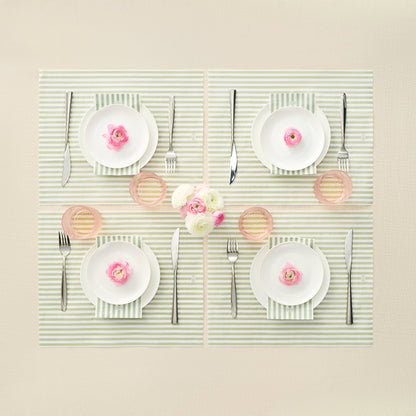 Green Tonal Striped Disposable Napkin Set of 100