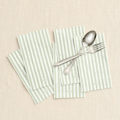 Green Tonal Striped Disposable Napkin Set of 100