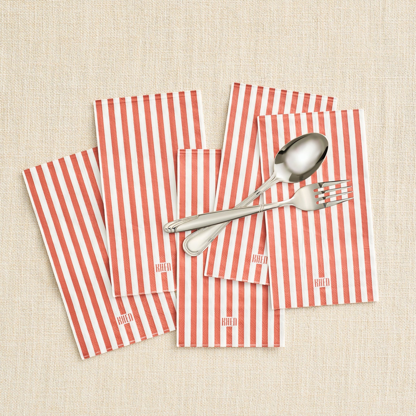 Tonal Striped Disposable Napkin Red 100 Pieces