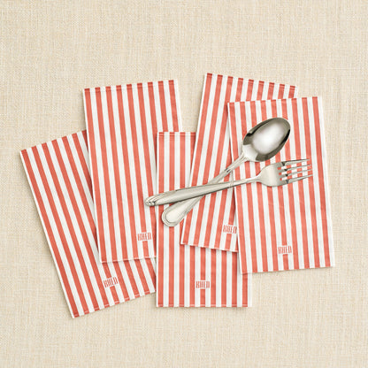 Tonal Striped Disposable Napkin Red 100 Pieces