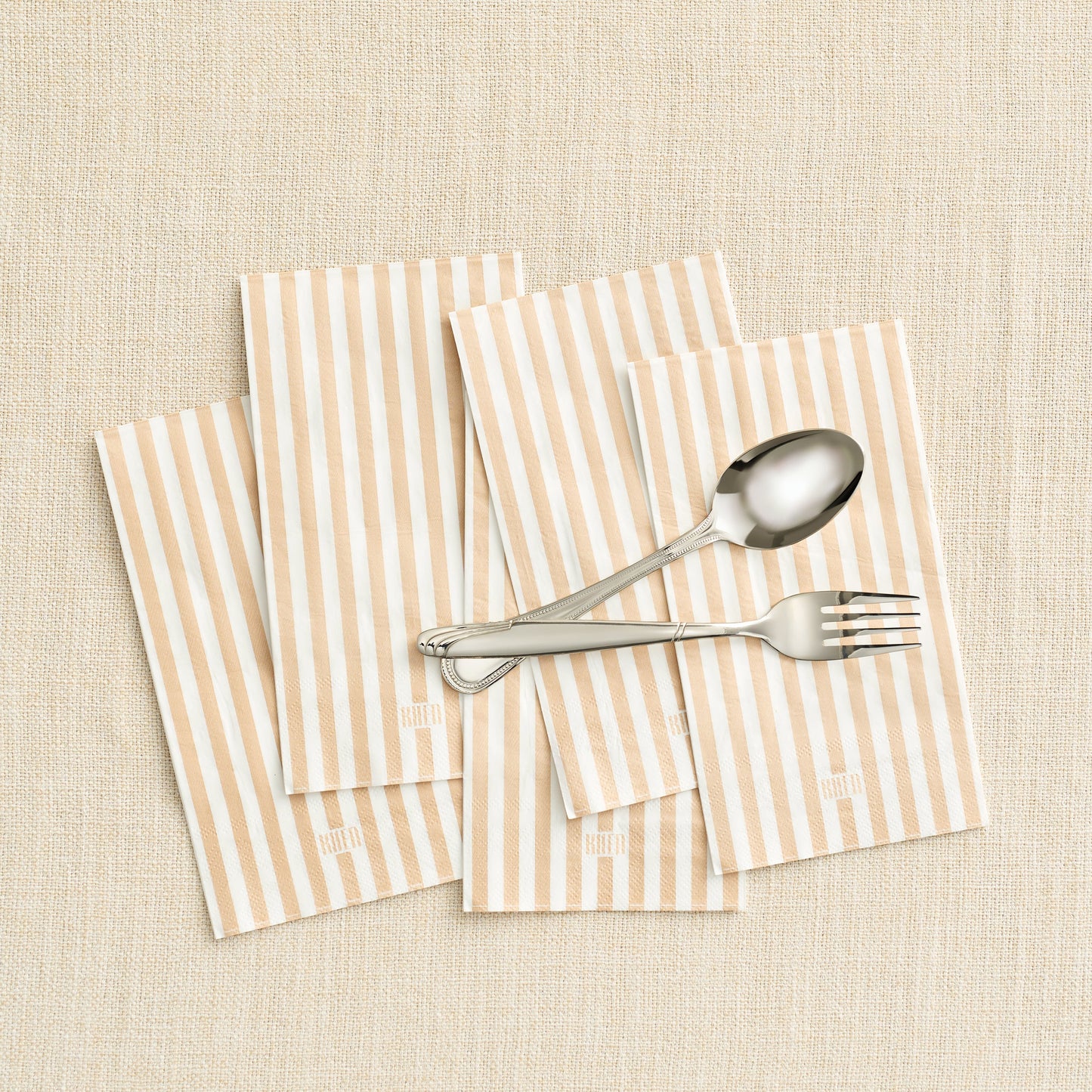 Pack of 100 Beige Tonal Striped Disposable Napkins