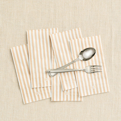 Pack of 100 Beige Tonal Striped Disposable Napkins