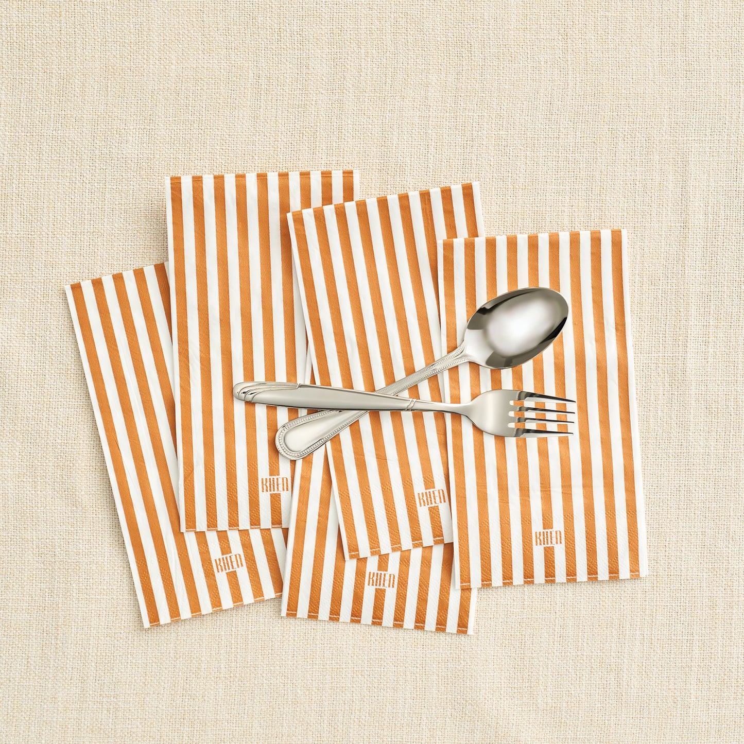 Orange Tonal Striped Disposable Napkins 100 Pack