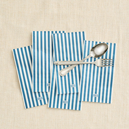 Tonal Striped Disposable Napkin Set In Blue 100