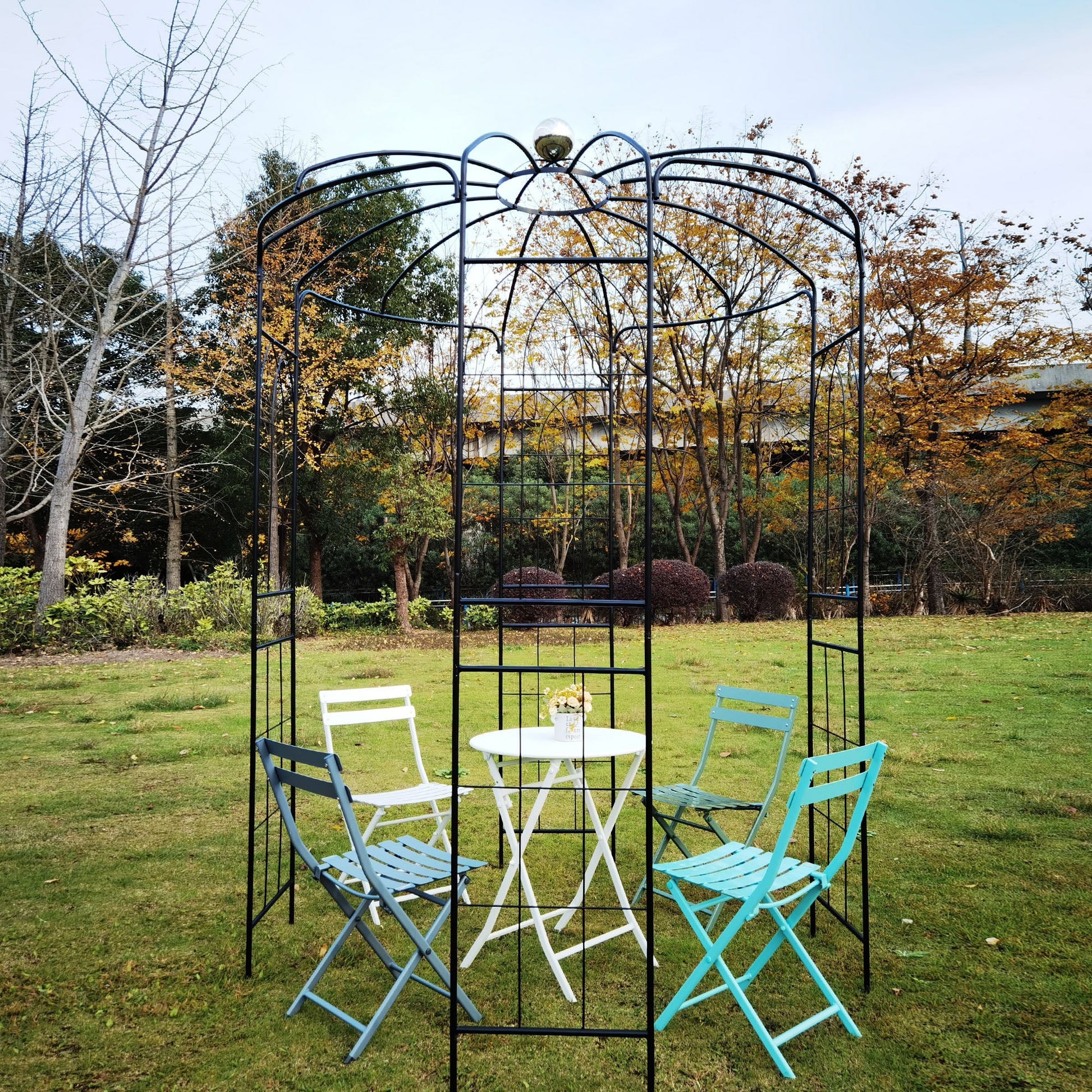 Metal Garden Arch Gazebo by HouseOfZazla with black iron frame and curved arch design on Tampa Home & Garden Store