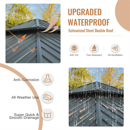 10x12 aluminum hardtop gazebo with double roof, gray galvanized steel roof, HouseOfZazla on Tampa Home & Garden Store
