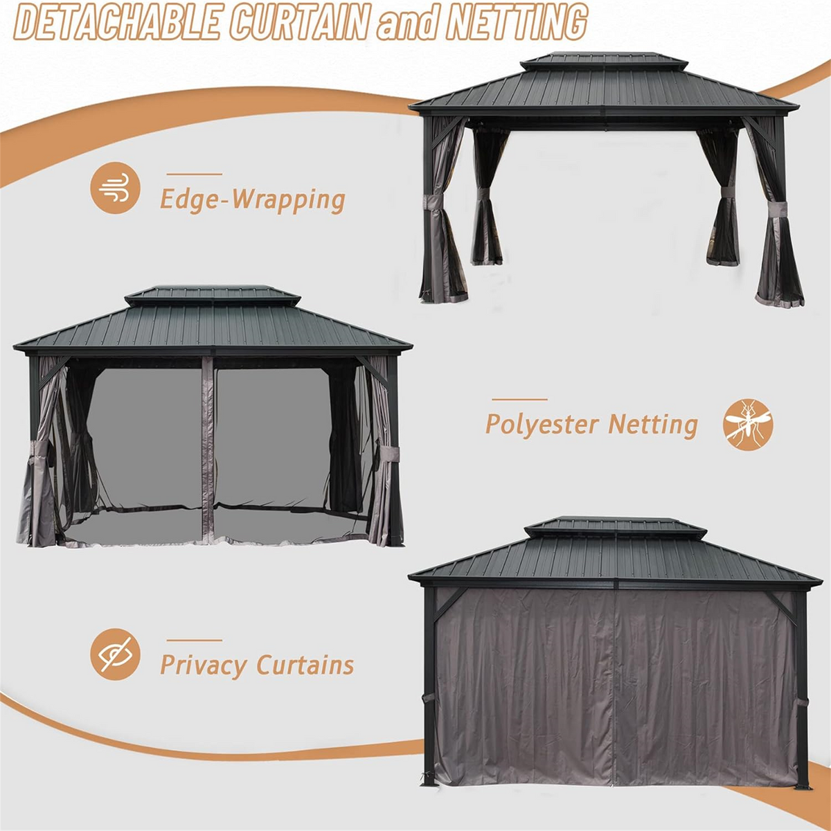 10x12 aluminum hardtop gazebo with double roof by HouseOfZazla on Tampa Home & Garden Store