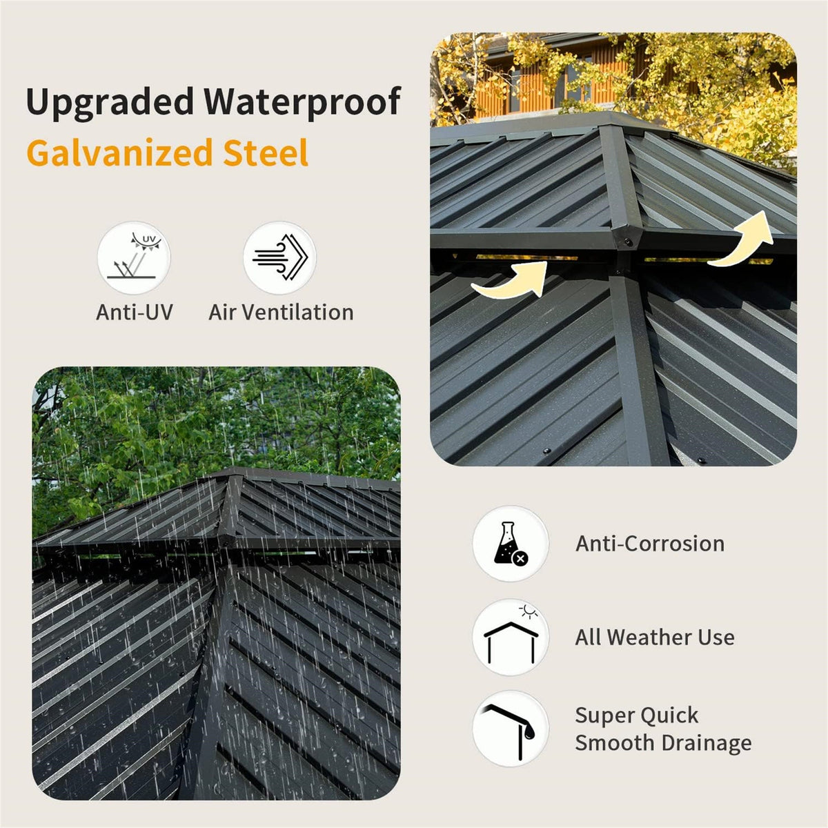 10x14 aluminum hardtop gazebo with galvanized steel canopy by HouseOfZazla, Umbrellas & Shades on Tampa Home & Garden Store