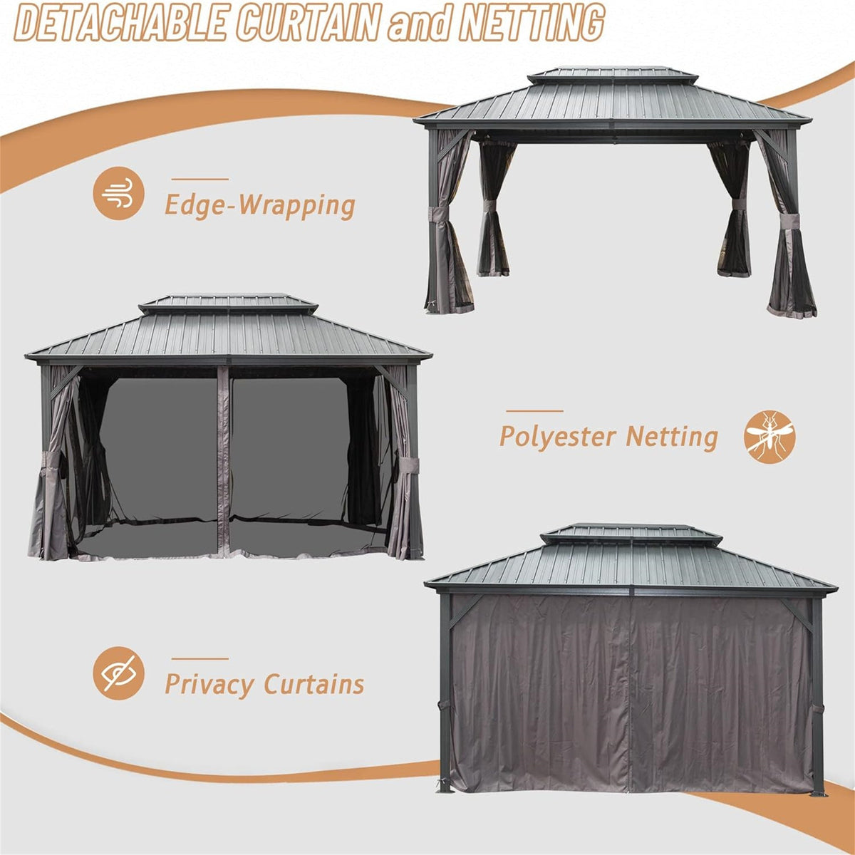 12x16 aluminum hardtop gazebo in gray finish by HouseOfZazla on Tampa Home & Garden Store