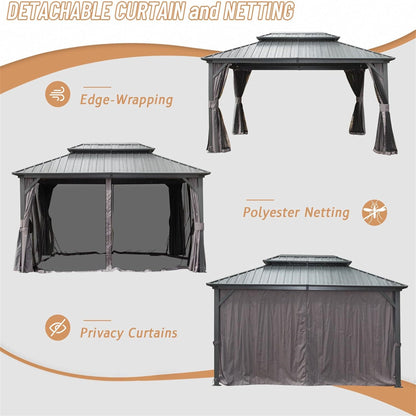12x16 aluminum hardtop gazebo in gray finish by HouseOfZazla on Tampa Home & Garden Store