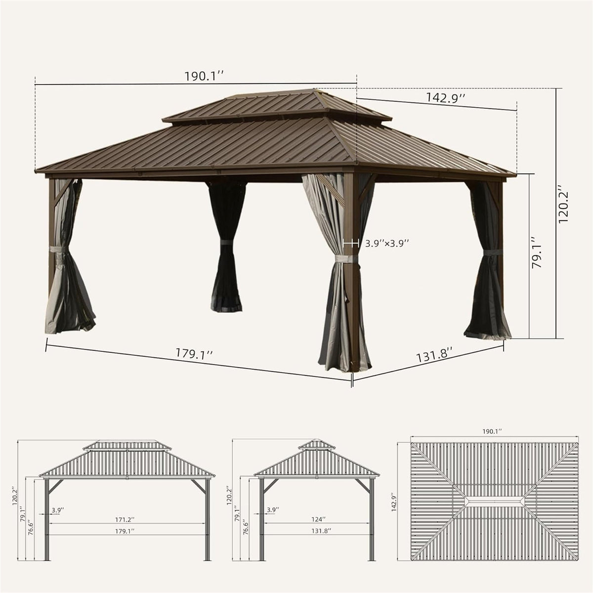 Spacious aluminum hardtop gazebo with double roof by HouseOfZazla on Tampa Home & Garden Store