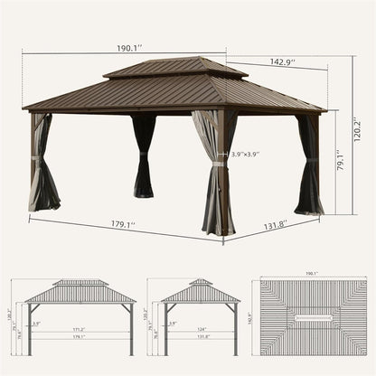 Spacious aluminum hardtop gazebo with double roof by HouseOfZazla on Tampa Home & Garden Store