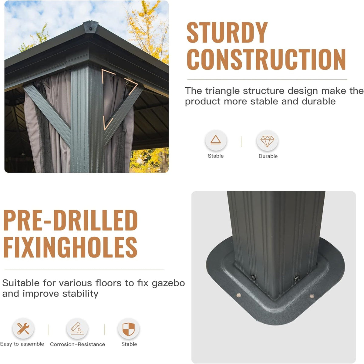 12x16 aluminum hardtop gazebo in gray finish by HouseOfZazla on Tampa Home & Garden Store