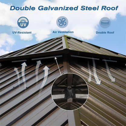 HouseOfZazla spacious aluminum hardtop gazebo with double roof, UV-resistant and ventilated on Tampa Home & Garden Store
