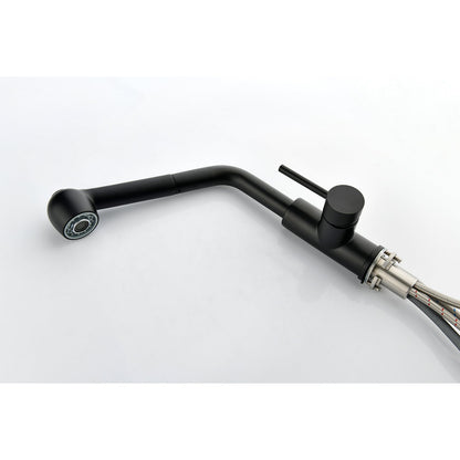 Single handle kitchen sink faucet with pull-out spray, matte black on Tampa Home & Garden Store