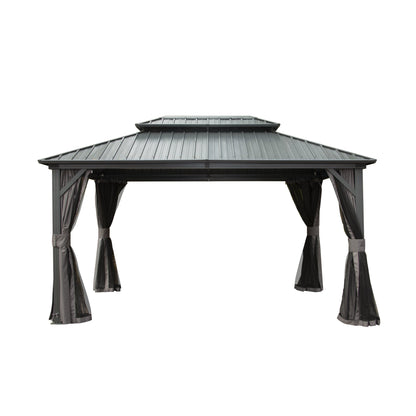 Gazebo 10x12 aluminum hardtop with double roof, gray by HouseOfZazla on Tampa Home & Garden Store