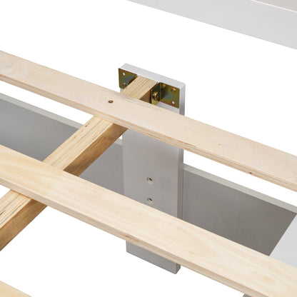 Full bed frame with light wood slats and gray metal brackets by HouseOfZazla on Tampa Home & Garden Store