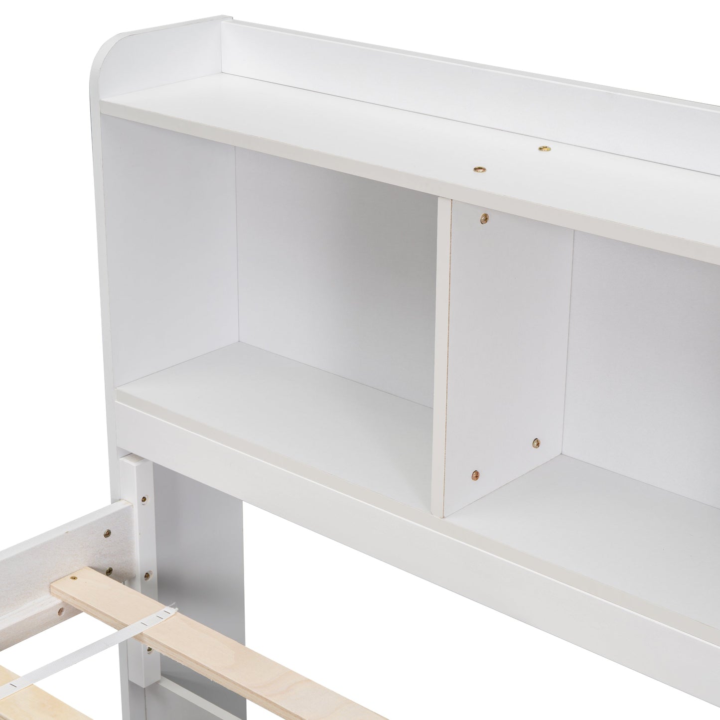 Full bed with bookcase headboard and under-bed storage drawers in white wood by HouseOfZazla on Tampa Home & Garden Store