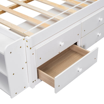 Full white bed frame with under-bed drawers and natural wood interiors on Tampa Home & Garden Store