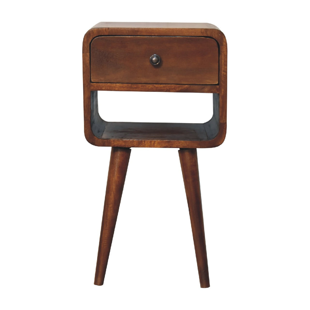 Nightstand solid wood mini chestnut curve lower bedside with drawer HouseOfZazla on Tampa Home & Garden Store