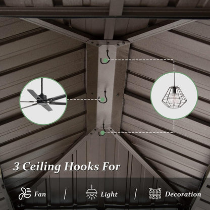 Gazebo ceiling with 3 hooks for fan or pendant light in cedar wood frame canopy HouseOfZazla on Tampa Home & Garden Store