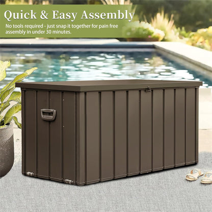 200 Gallon Outdoor Storage Deck Box Dark Brown HouseOfZazla, durable plastic patio storage on Tampa Home & Garden Store