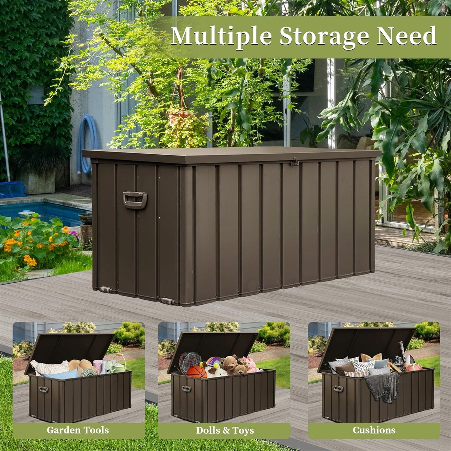 160 Gallon Outdoor Storage Deck Box Waterproof brown plastic by HouseOfZazla on Tampa Home & Garden Store