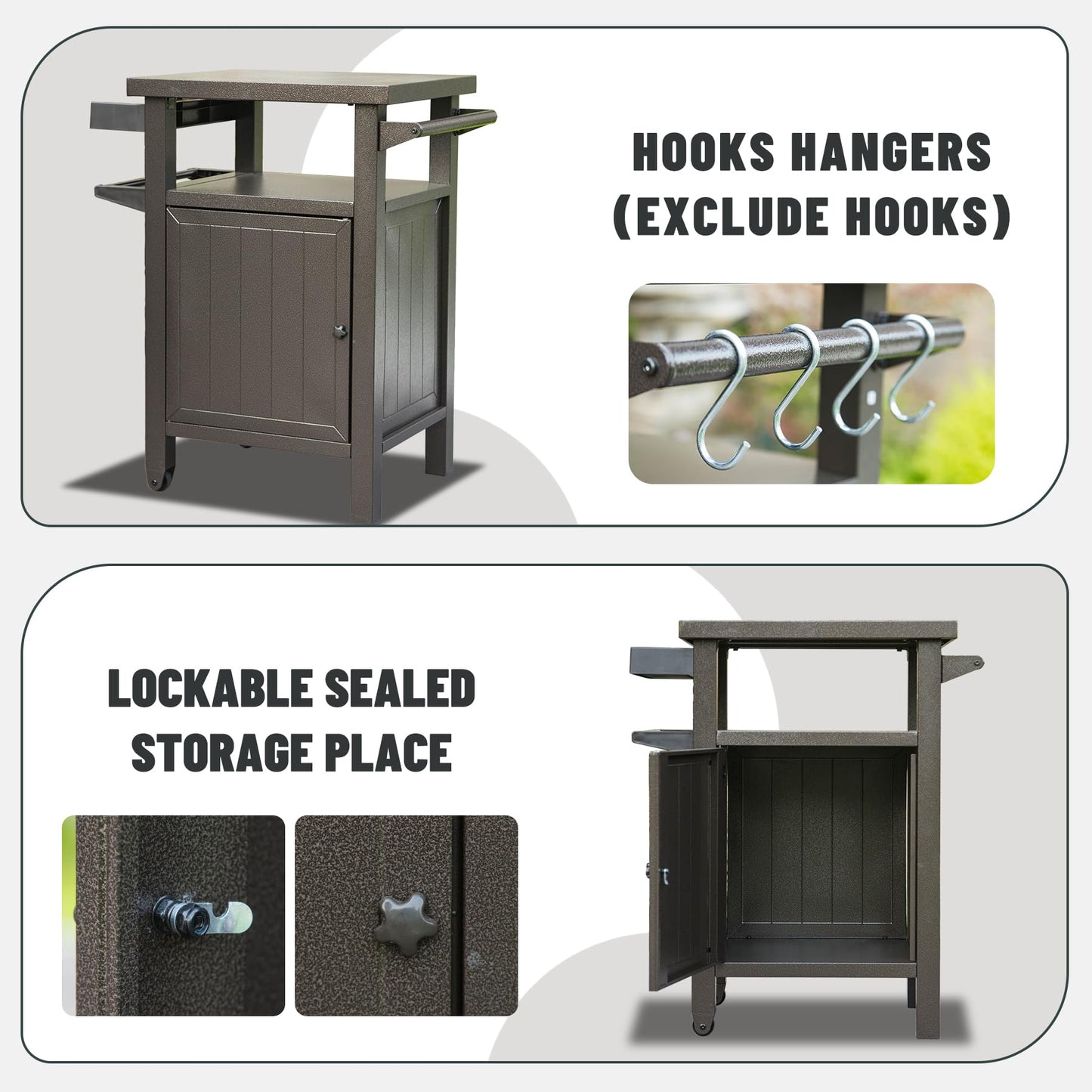 Mobile Outdoor Grill Cart with Storage and Wheels