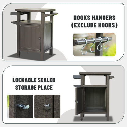 Mobile Outdoor Grill Cart with Storage and Wheels