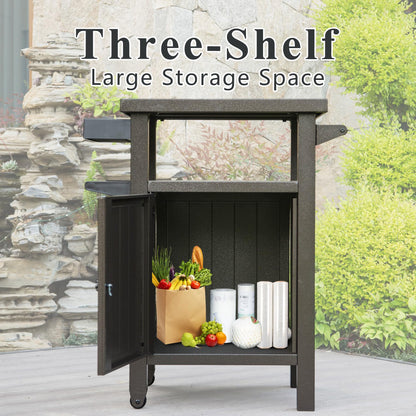 Mobile Outdoor Grill Cart with Storage and Wheels