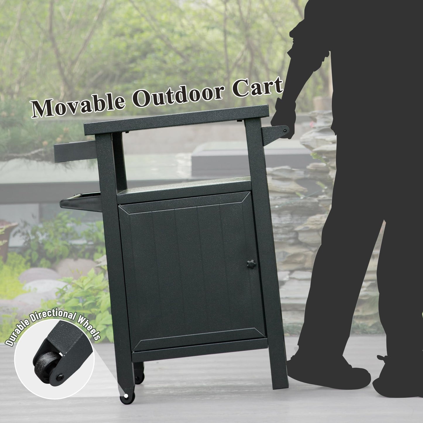 Outdoor Grill Cart With Storage and Wheels