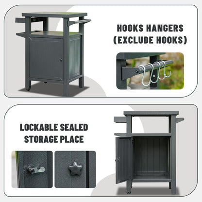Outdoor Grill Cart With Storage and Wheels