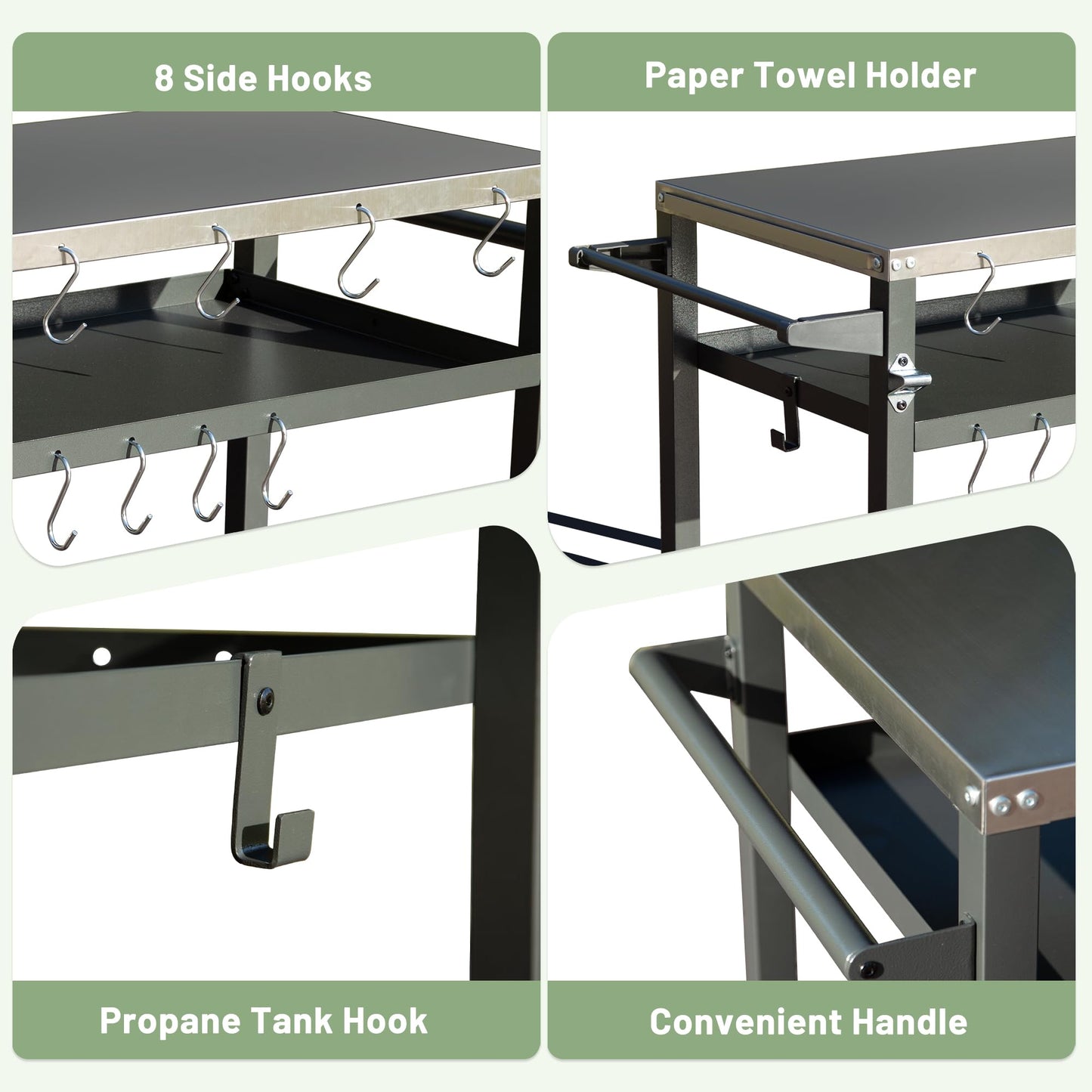 Three Shelf Outdoor Grill Table and Storage Rack