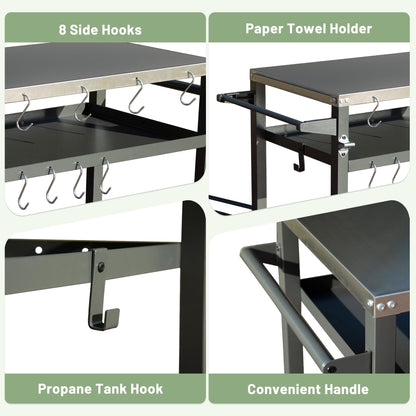 Three Shelf Outdoor Grill Table and Storage Rack