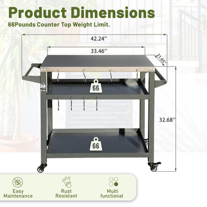 Three Shelf Outdoor Grill Table and Storage Rack
