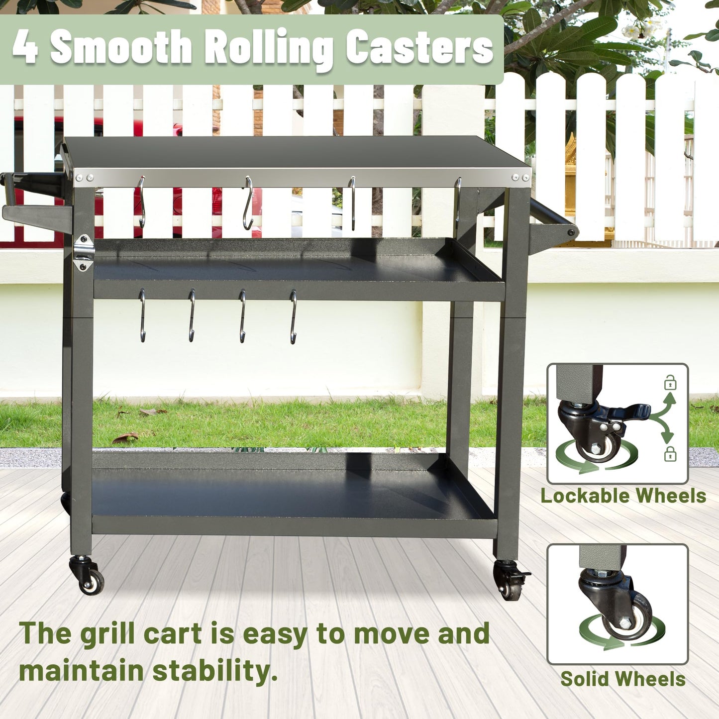 Three Shelf Outdoor Grill Table and Storage Rack