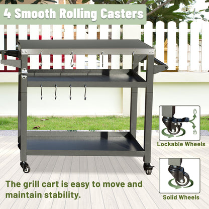 Three Shelf Outdoor Grill Table and Storage Rack