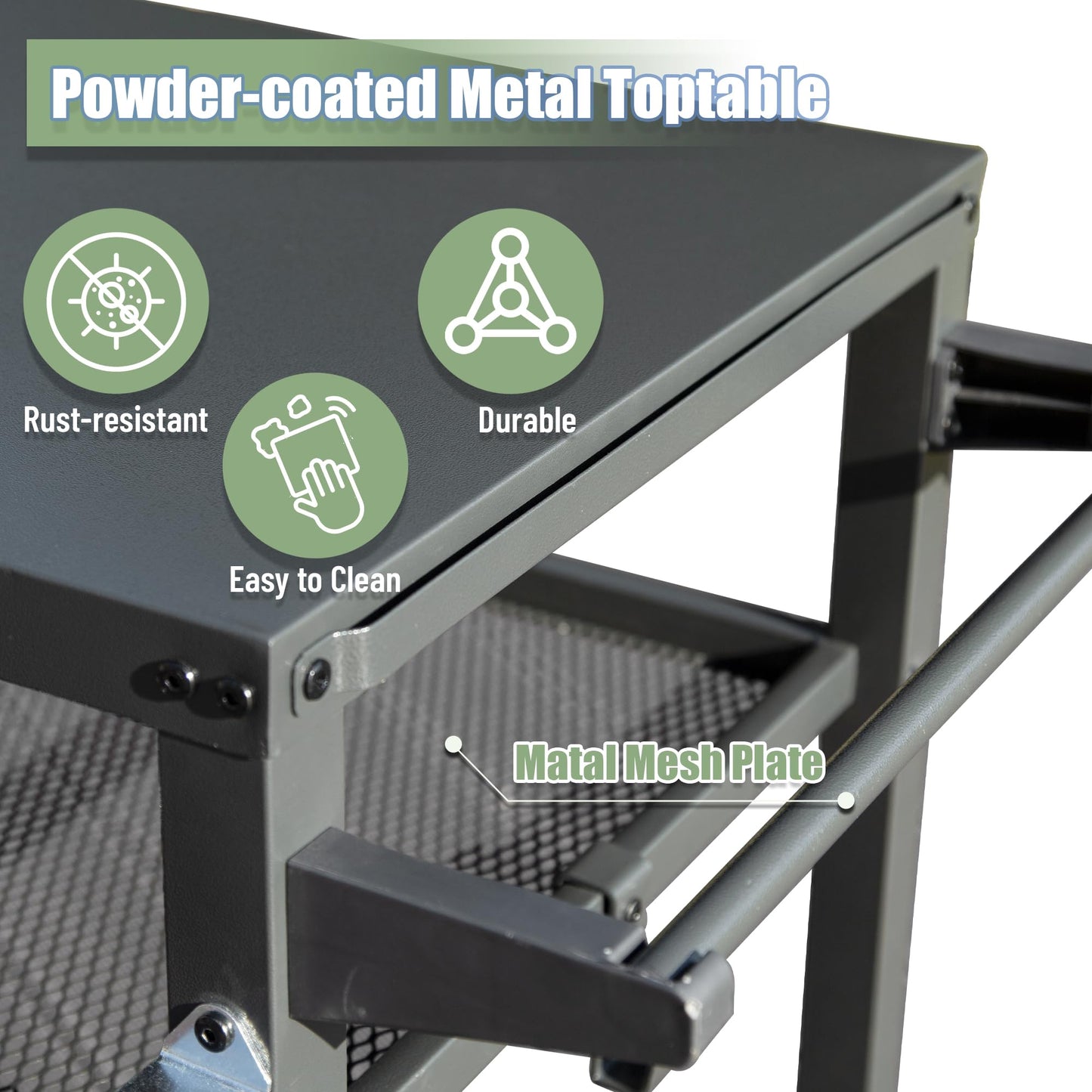 Three Shelf Outdoor Grill Table With Wheels