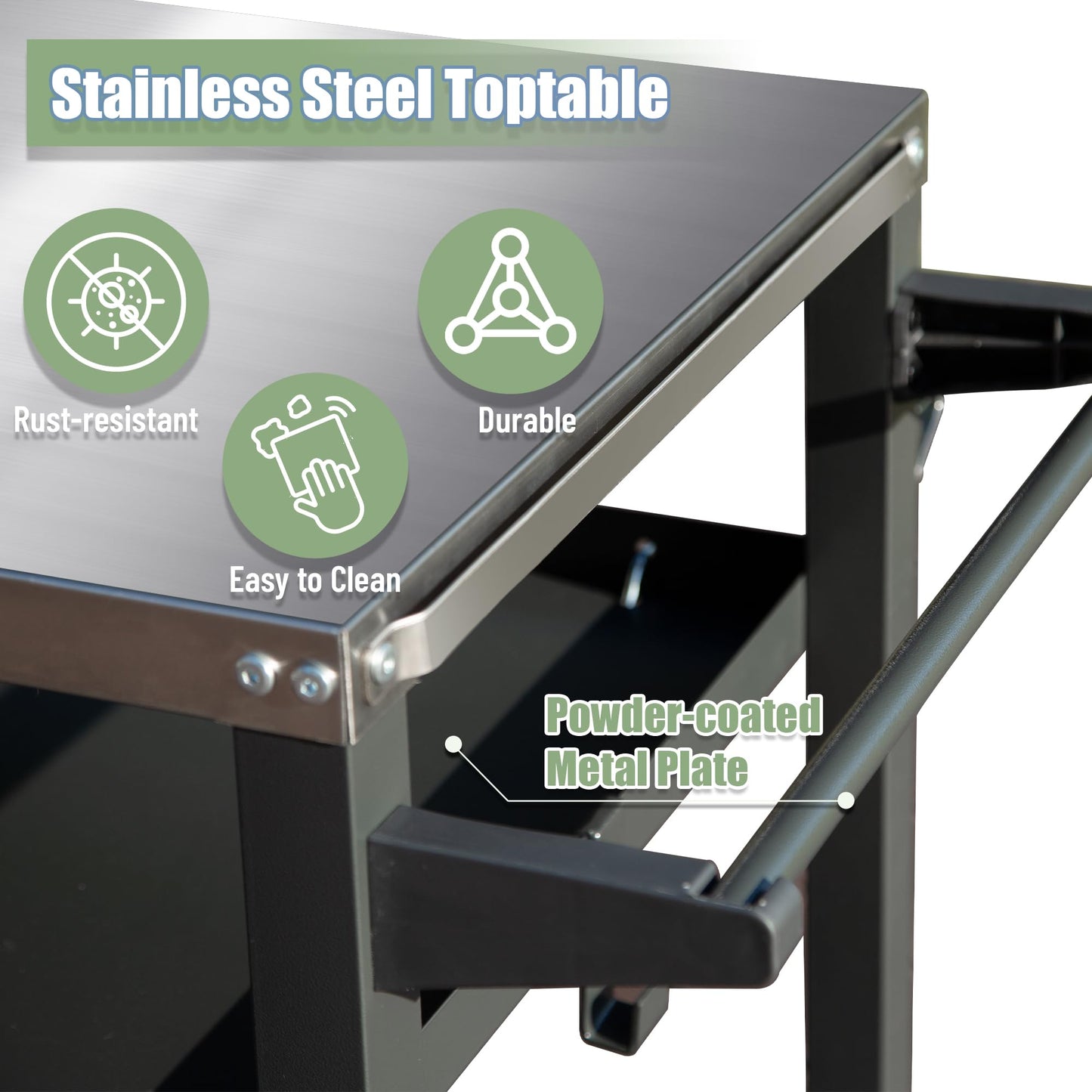 Three Shelf Outdoor Grill Table and Storage Rack