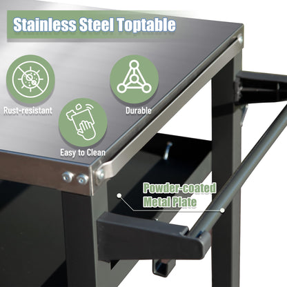 Three Shelf Outdoor Grill Table and Storage Rack
