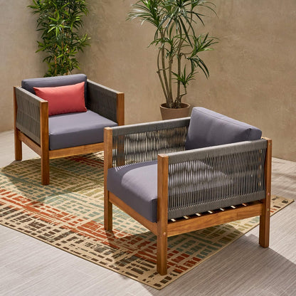 Laurel Outdoor Club Chair Set of Two Acacia Wood