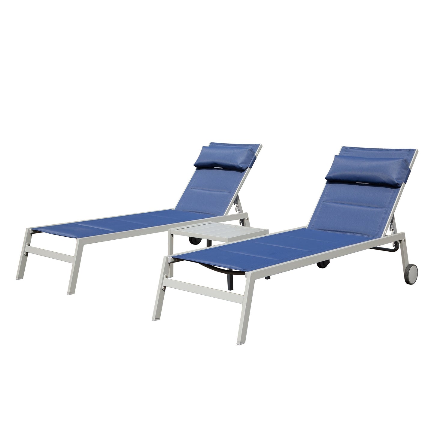 Aluminum Chaise Lounge Set and the Side Table